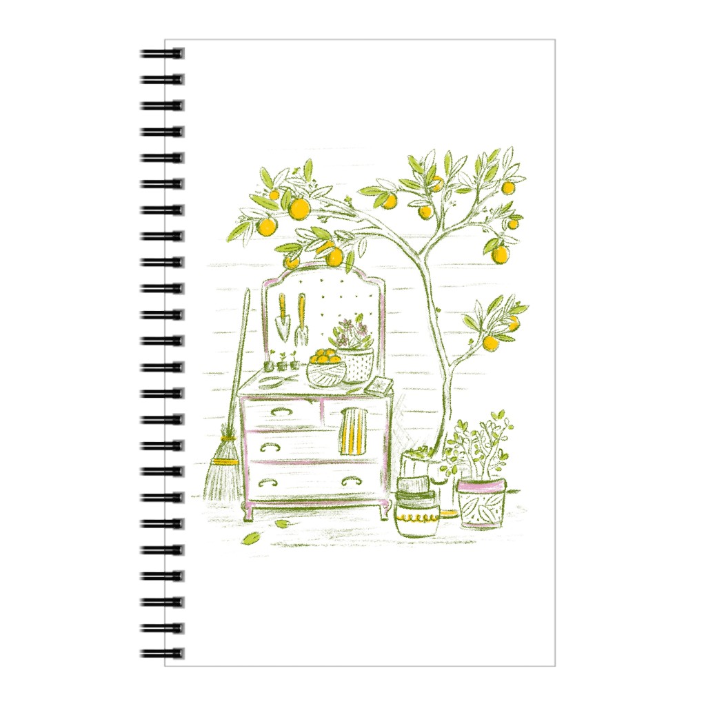 Lemon Tree - Yellow on White Notebook, 5x8, Yellow
