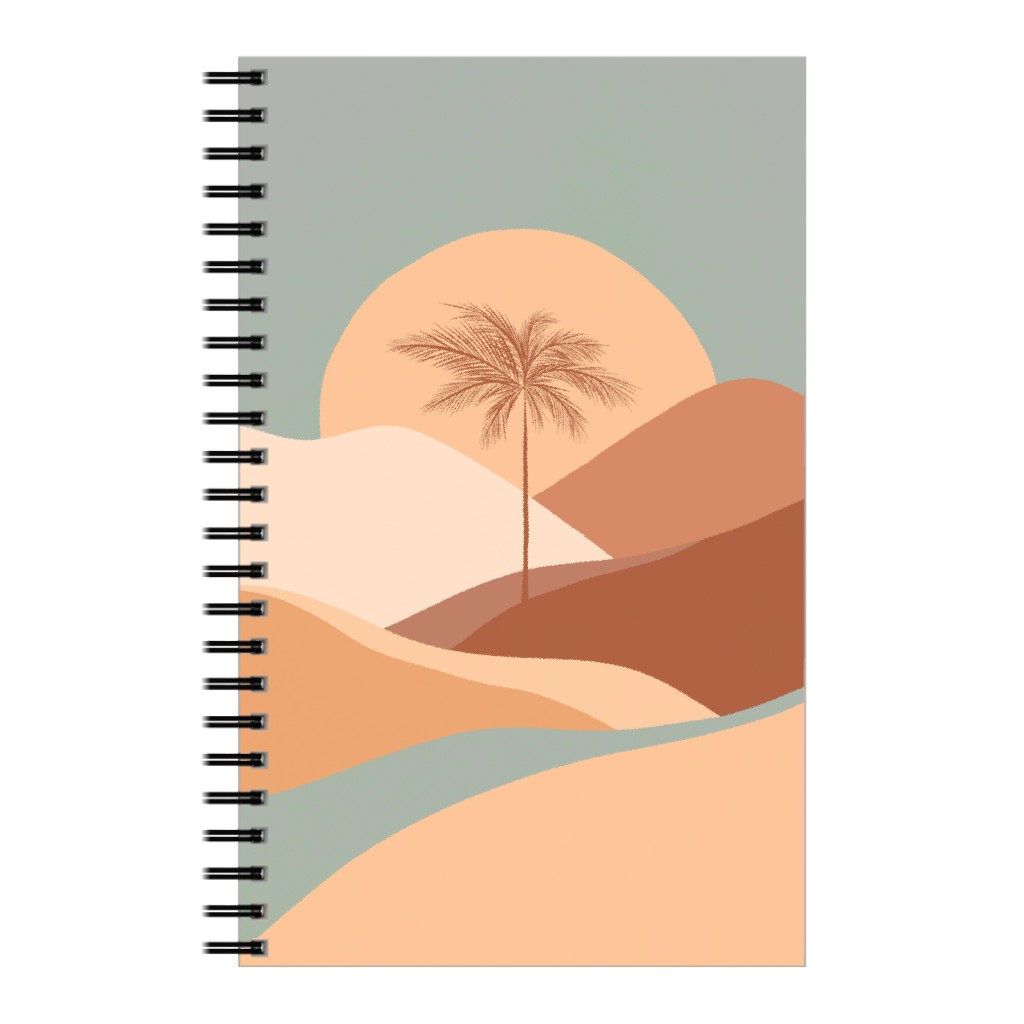 Tropical Boho Palm Sunset - Orange and Blue Notebook, 5x8, Multicolor