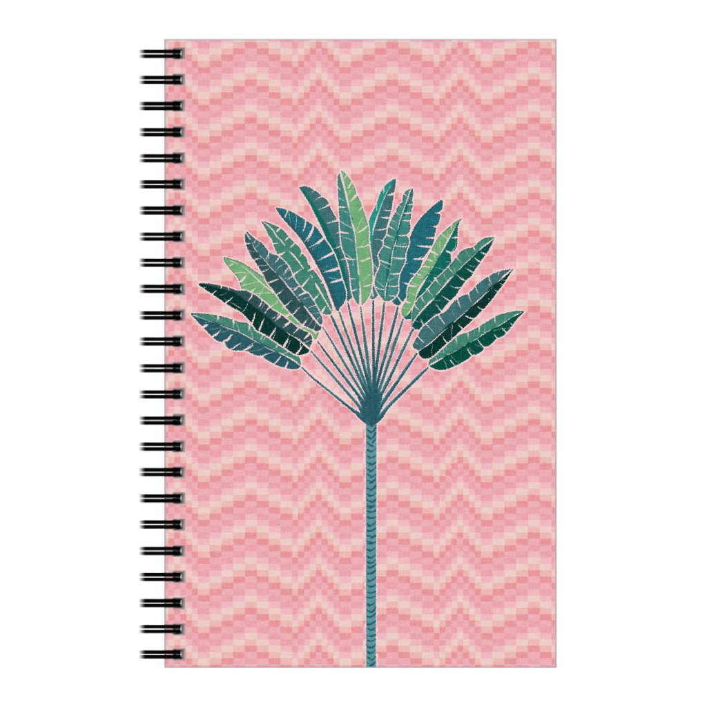 Mid-Century Palm - Pink and Green Notebook, 5x8, Pink