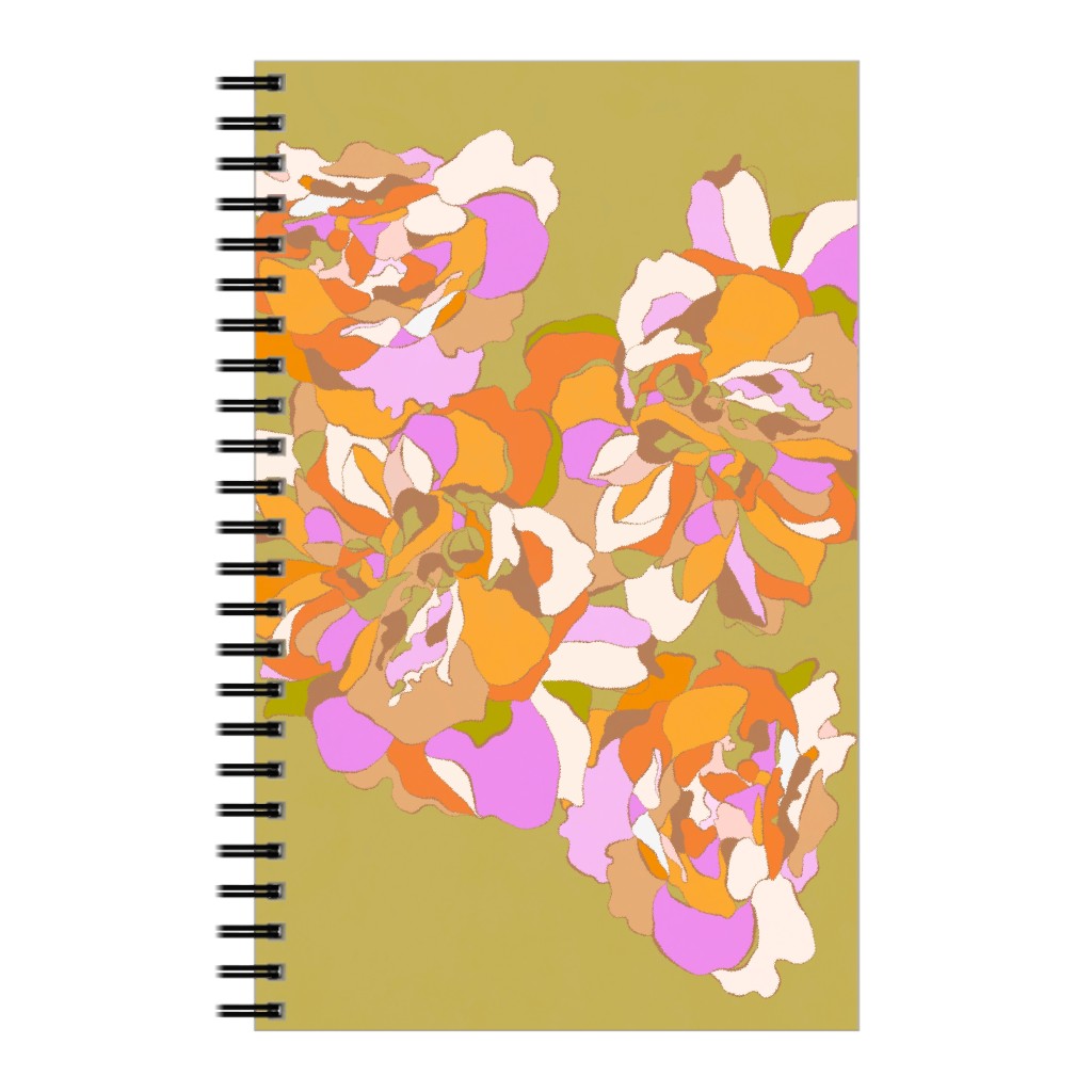 Maxi Boho Peonies Notebook, 5x8, Orange