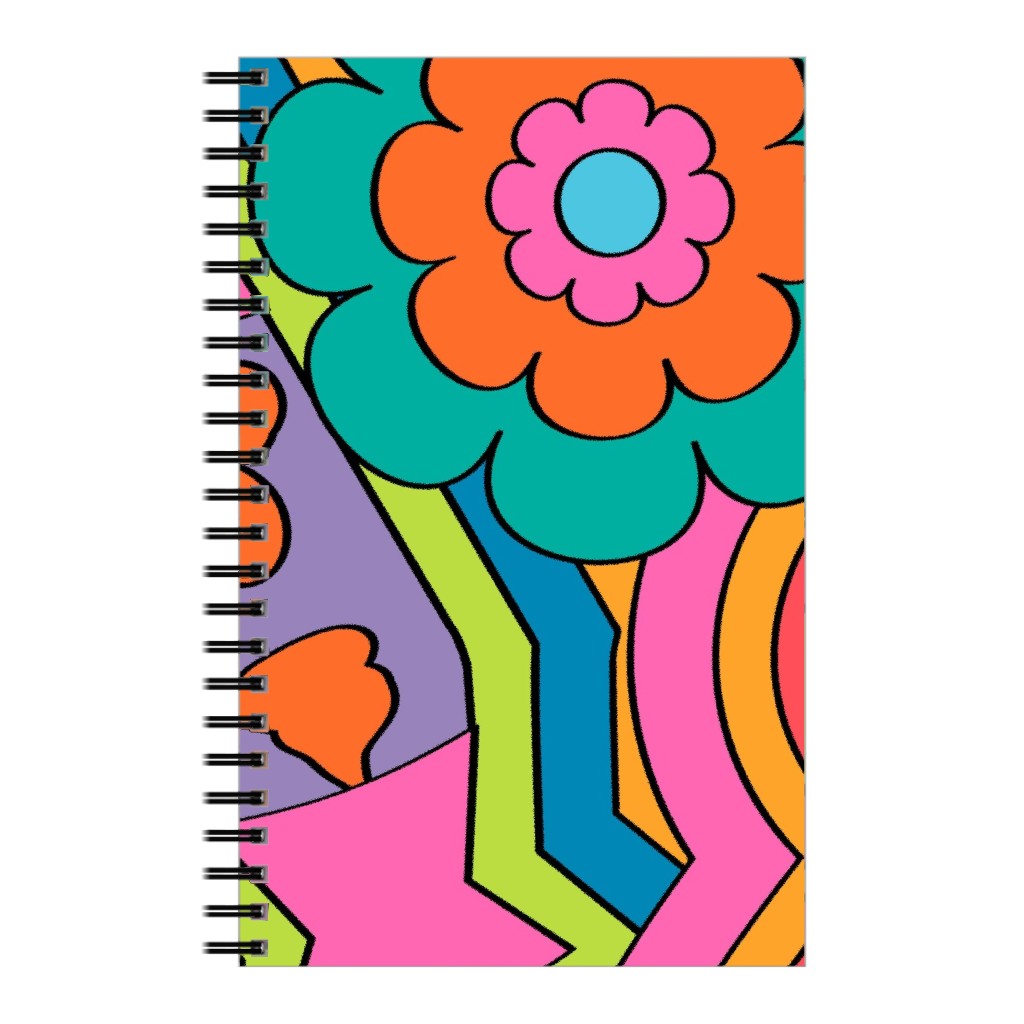 Psychedelic 60s Rainbow - Neon Notebook, 5x8, Multicolor