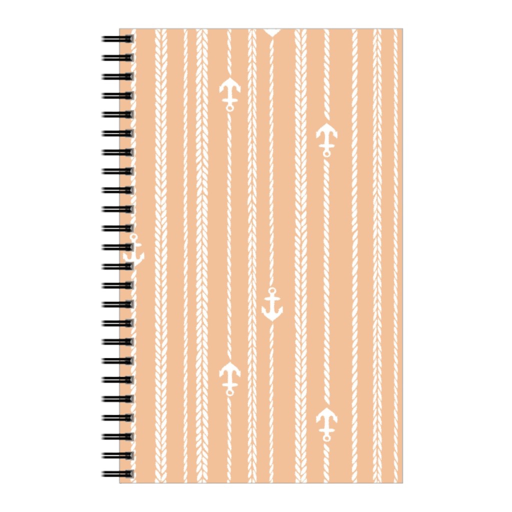 Ropes and Anchors - Orange and White Notebook, 5x8, Orange