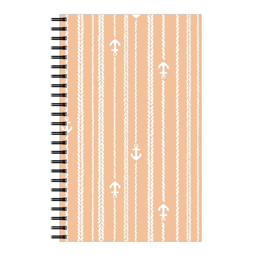 Ropes and Anchors - Orange and White Notebook, 5x8, Orange