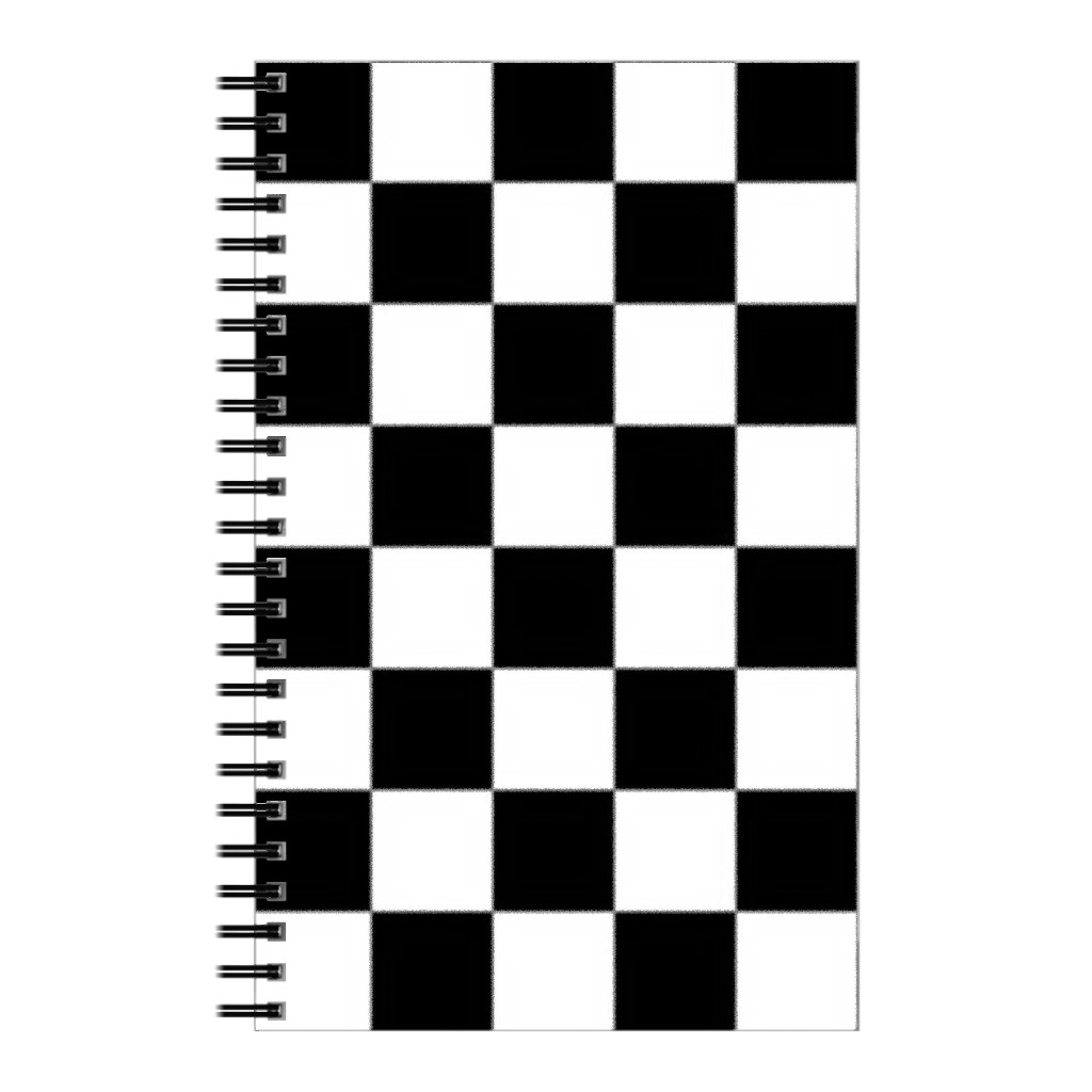 Checker - Black and White Notebook, 5x8, Black