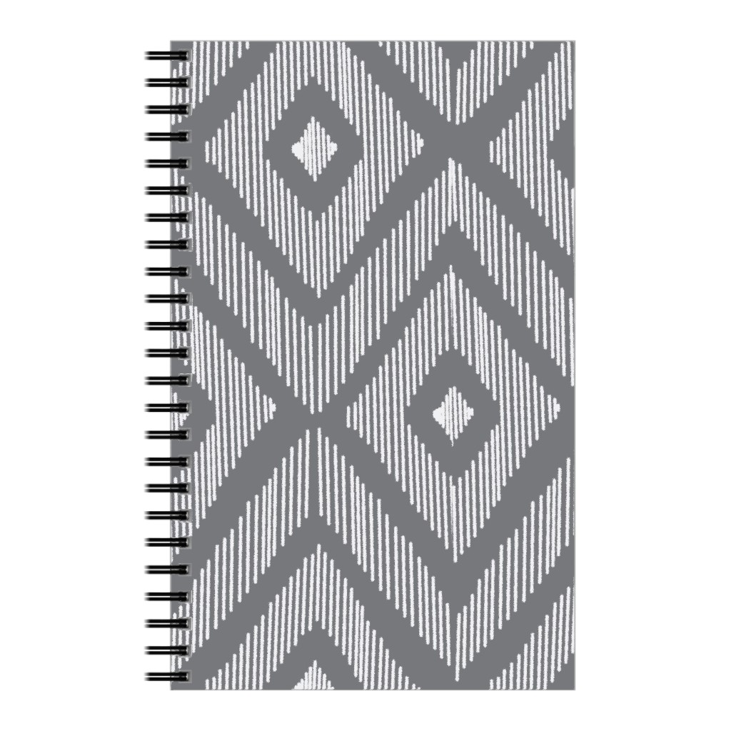 Ikat Notebook, 5x8, Gray
