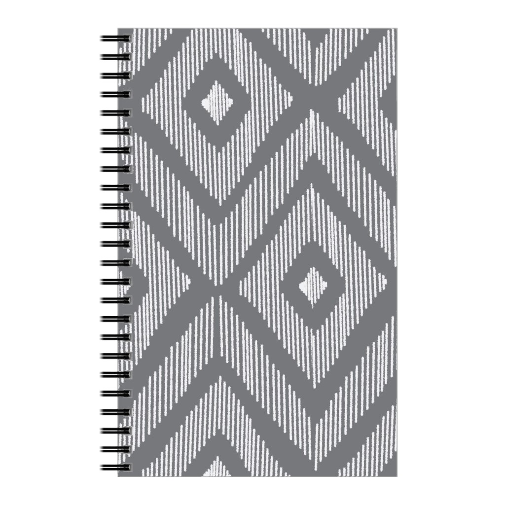 Ikat Notebook, 5x8, Gray, Slate