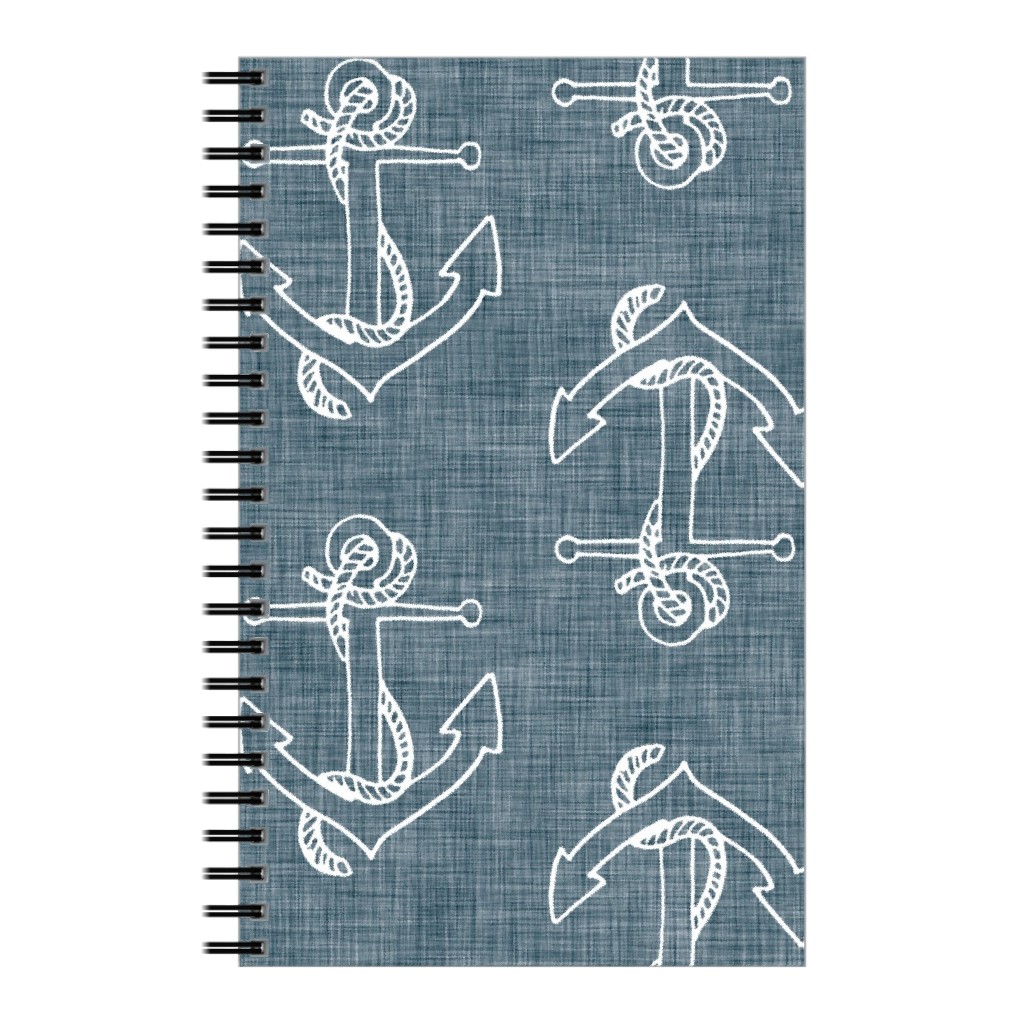 Anchors Away - Textured Blue Notebook, 5x8, Blue