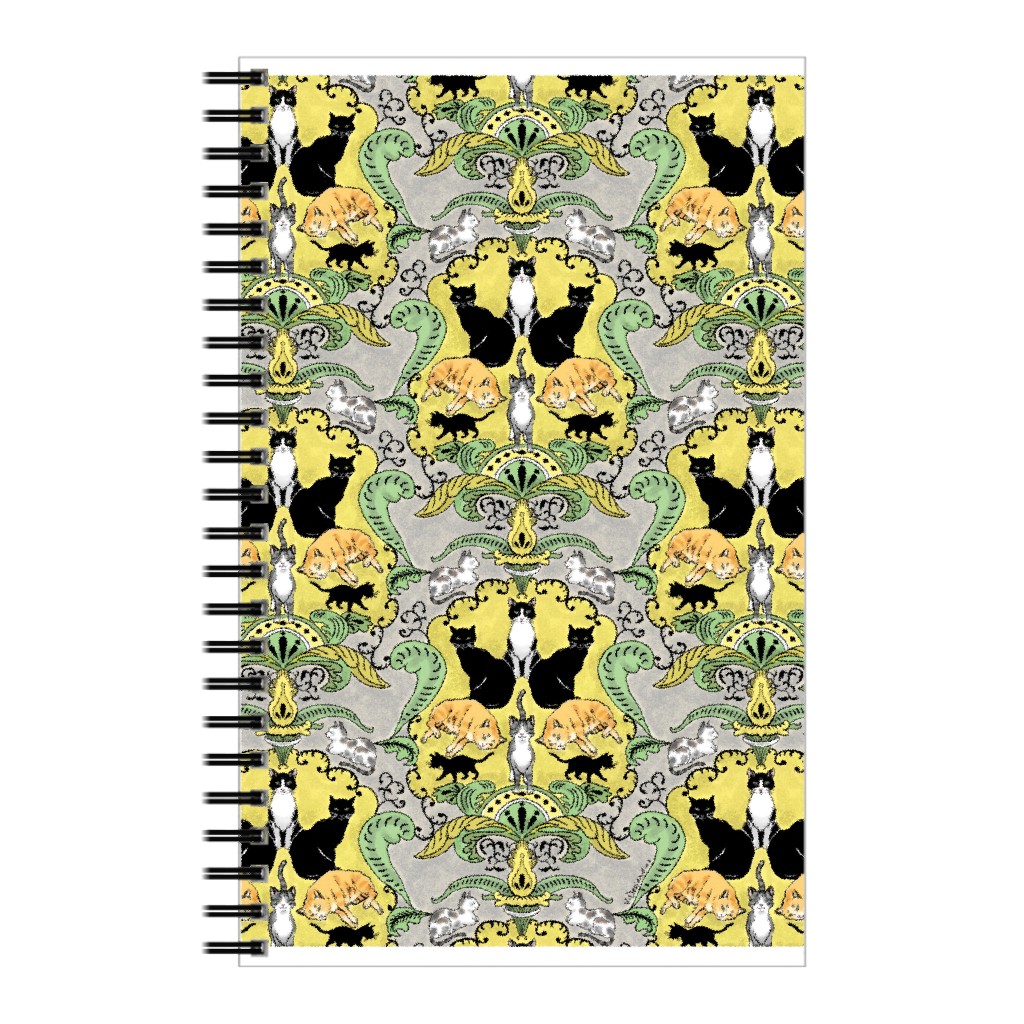 Cat Damask Notebook, 5x8, Multicolor