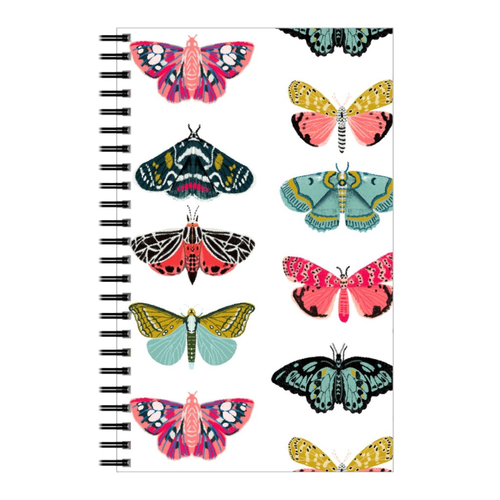 Moths and Butterflies Spring Garden - Light Notebook, 5x8, Multicolor