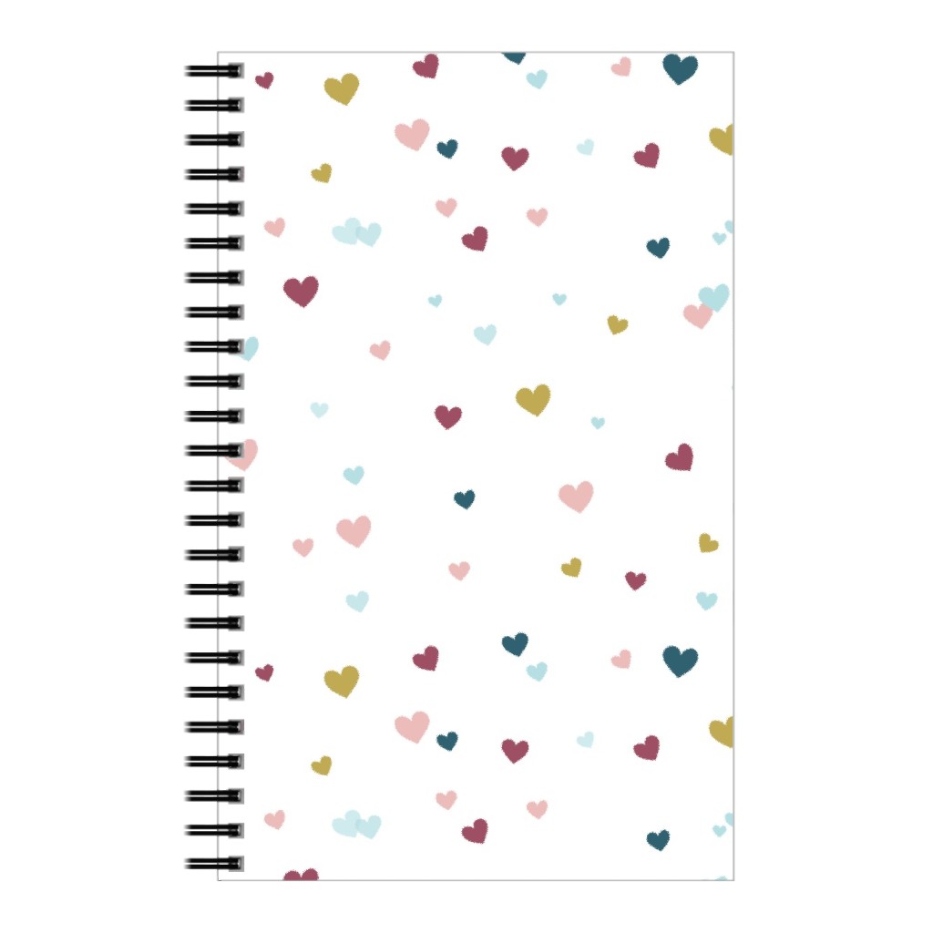 Confetti Hearts - White and Multi Notebook, 5x8, Multicolor