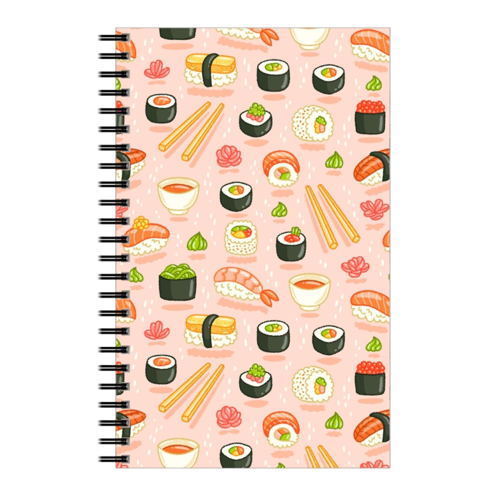 Sushi and Rolls - Pink Notebook, 5x8, Pink, Bright Pink
