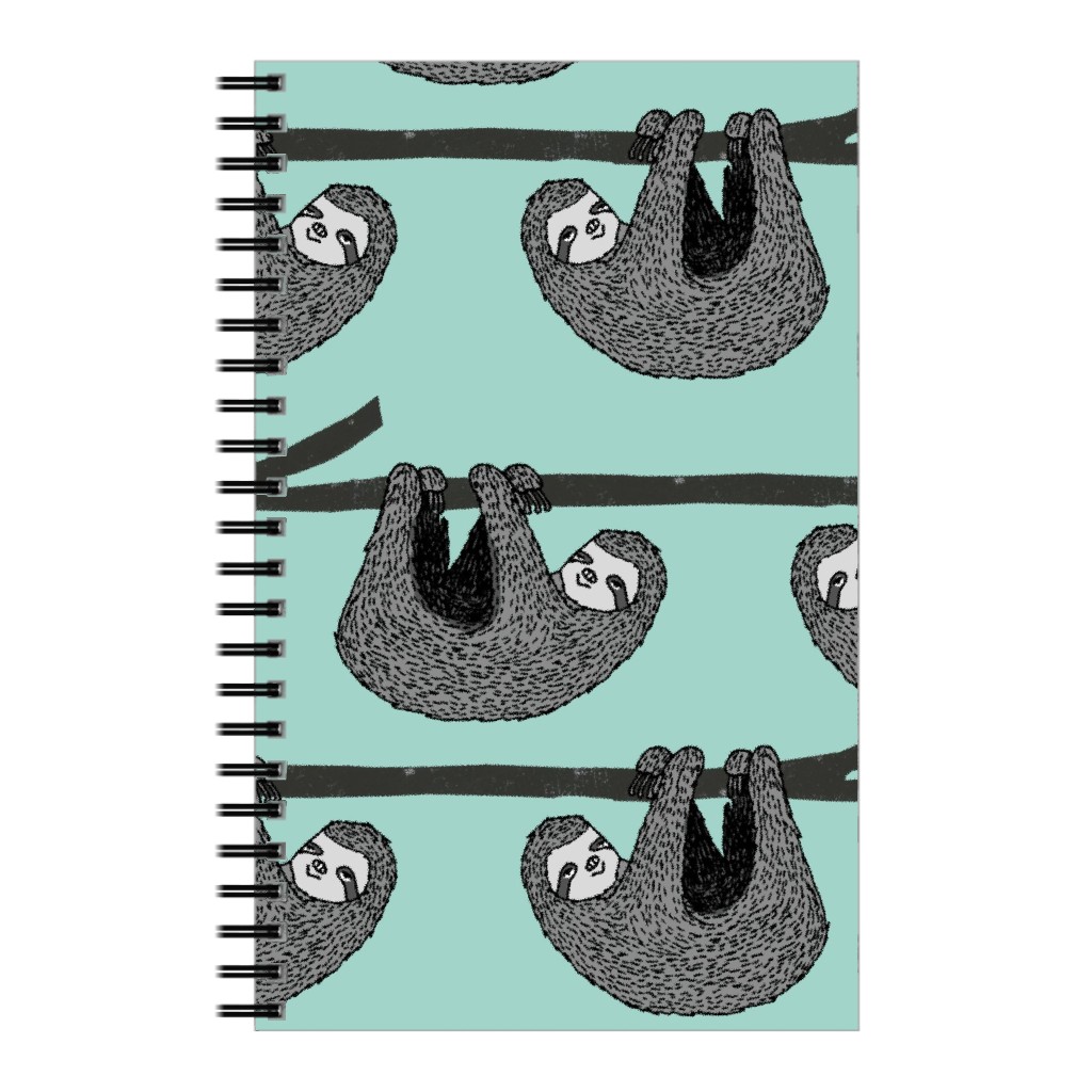 Sloth - Mint Notebook, 5x8, Green