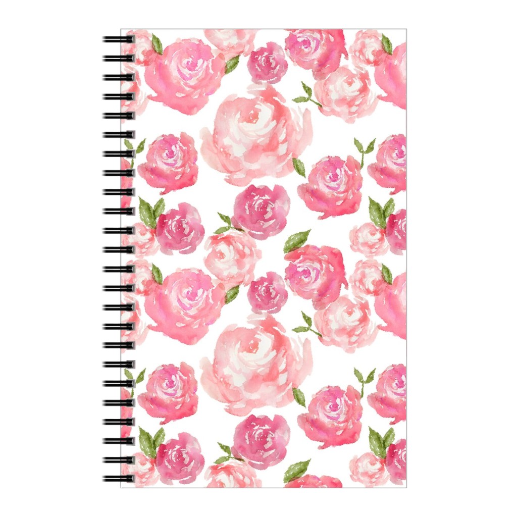 Watercolor Floral - Pink Notebook, 5x8, Pink, Bright Pink