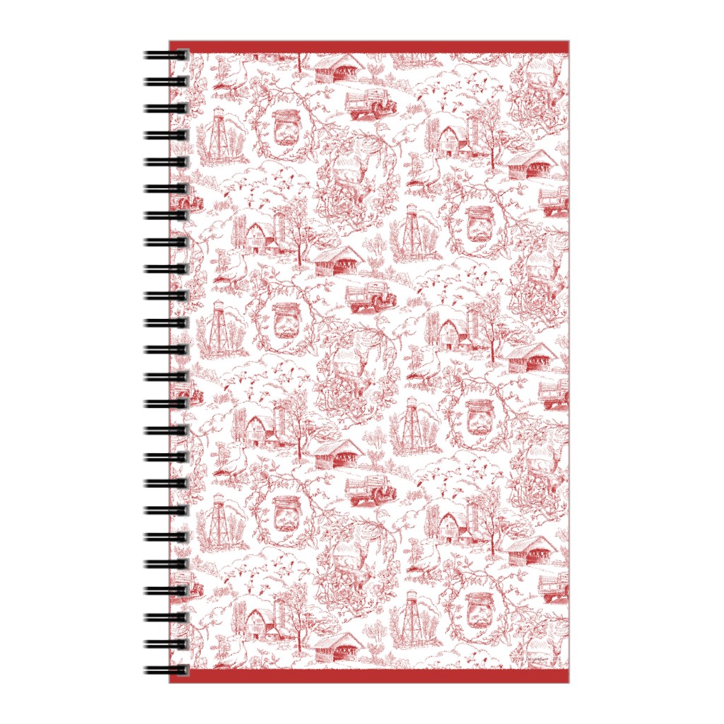 Country Toile - Red Notebook, 5x8, Red