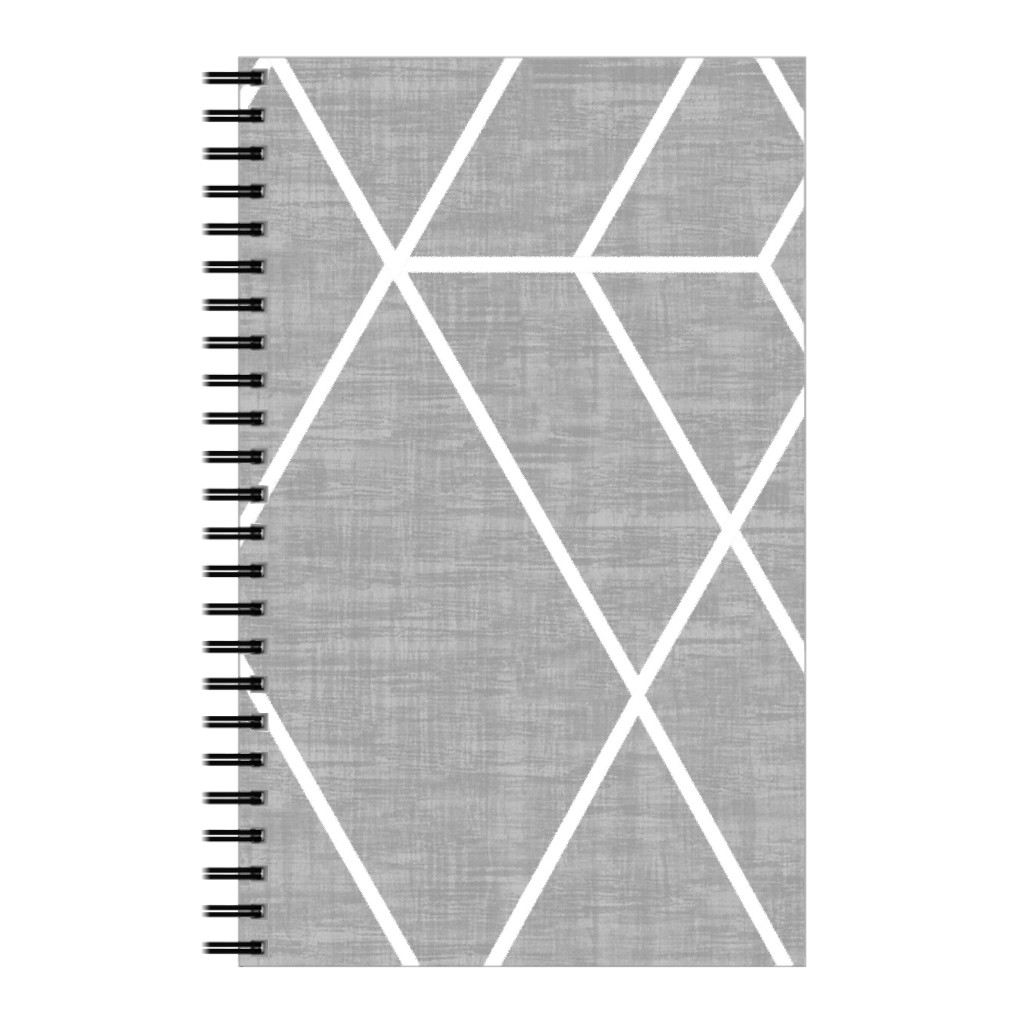 Geometric Grid - Gray Notebook, 5x8, Gray