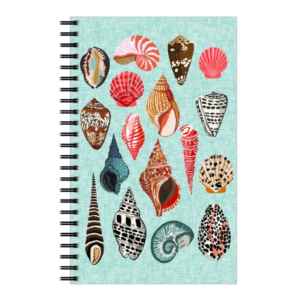 Ocean Shells - Multi on Mint Notebook, 5x8, Multicolor