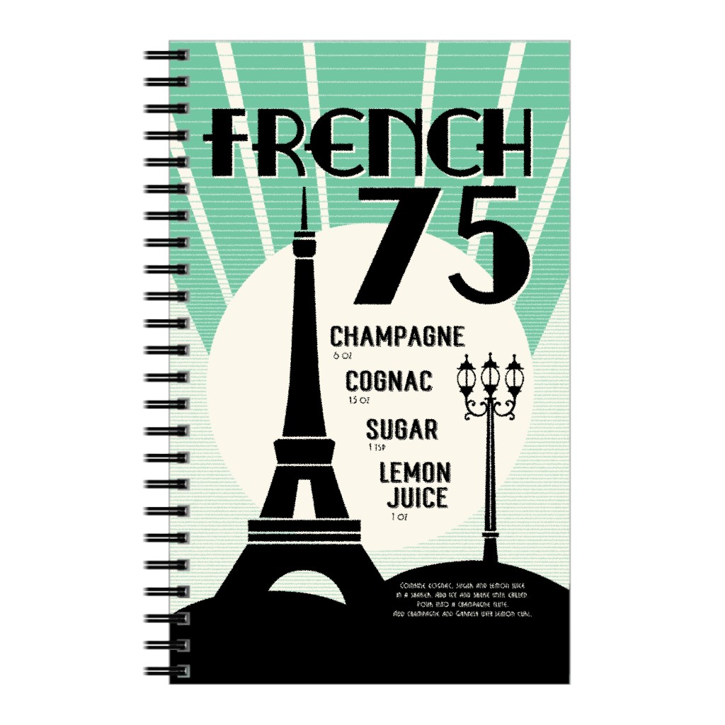 French 75 Cocktail Recipe Notebook, 5x8, Multicolor