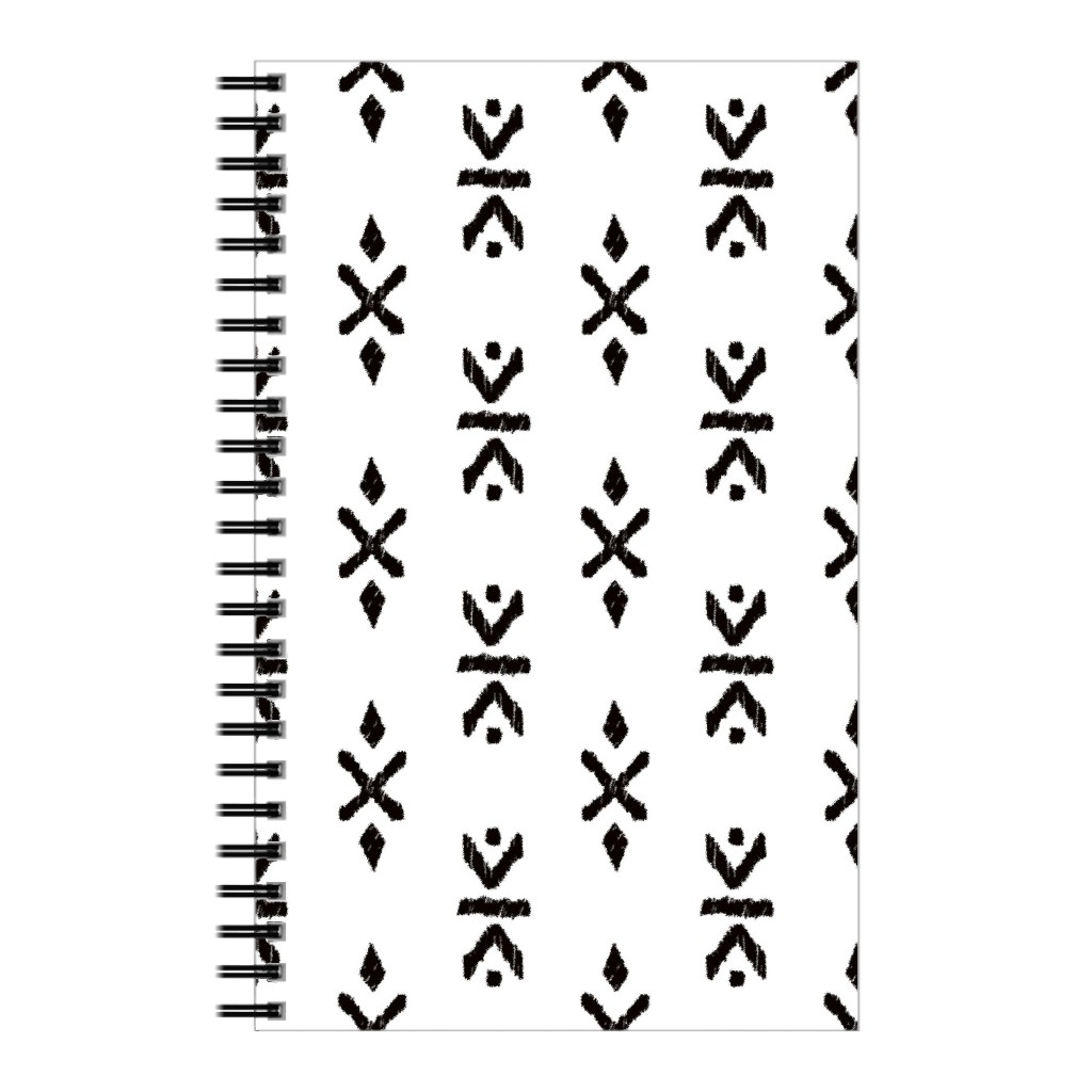 Monochrome Tribal Print - Neutral Notebook, 5x8, White