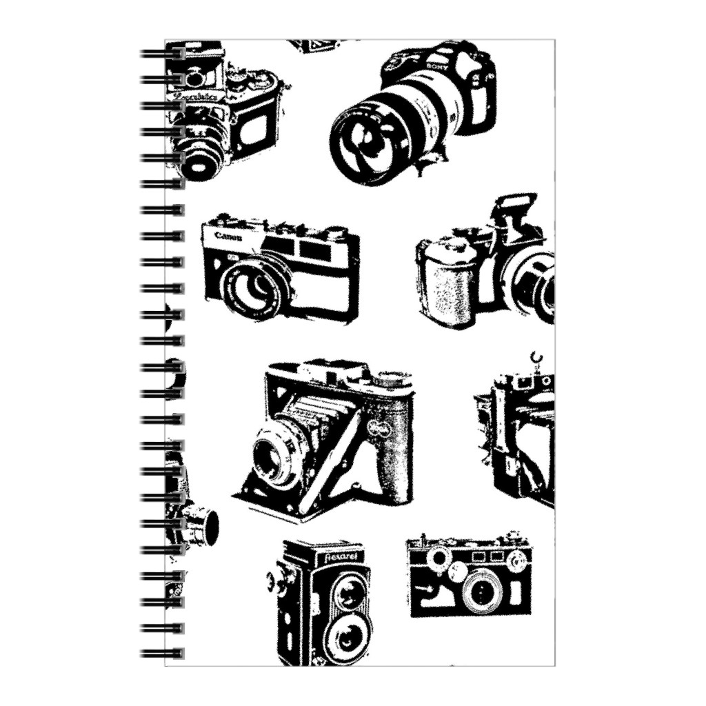 Retro Cameras Notebook, 5x8, White, White