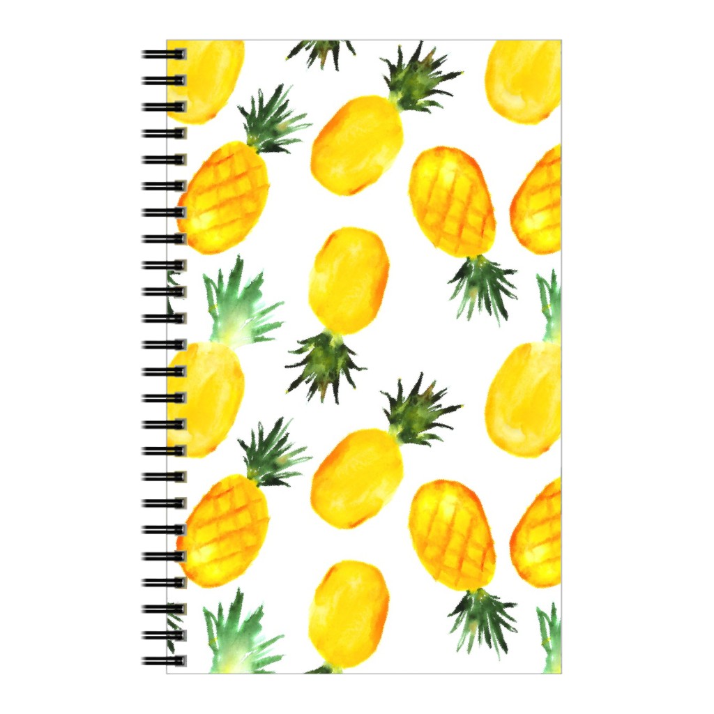 Watercolor Pineapples - Yellow Notebook, 5x8, Yellow