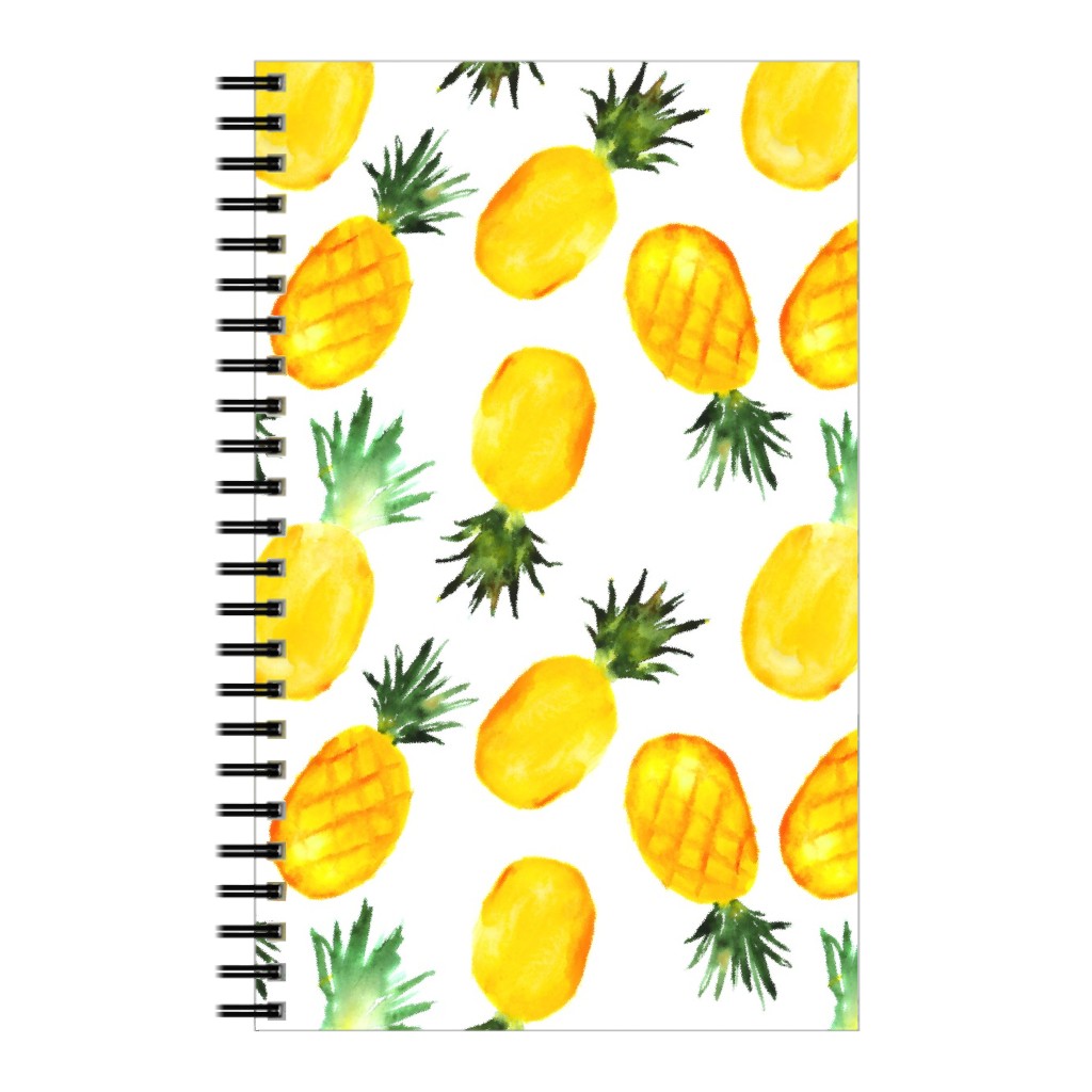 Watercolor Pineapples - Yellow Notebook, 5x8, Yellow, Classic Yellow