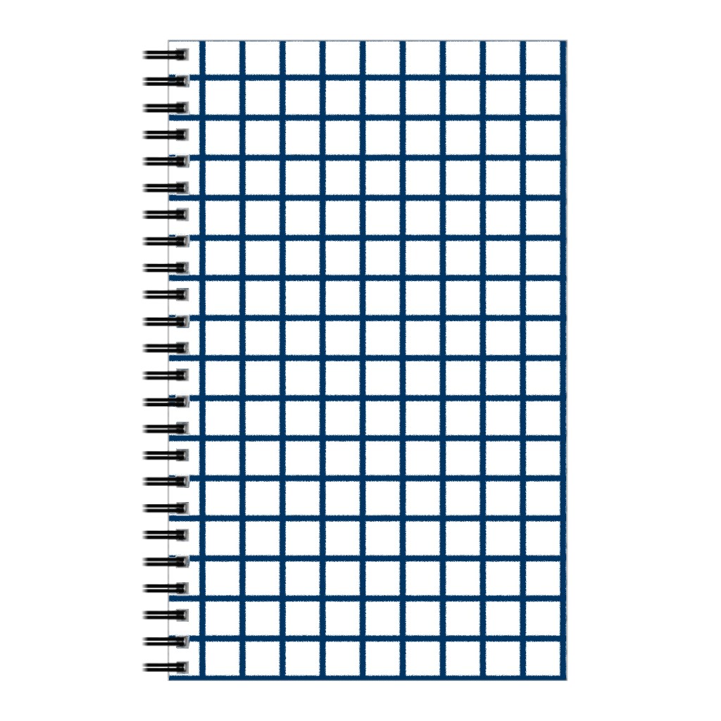 Grid - Navy and White Notebook, 5x8, Blue