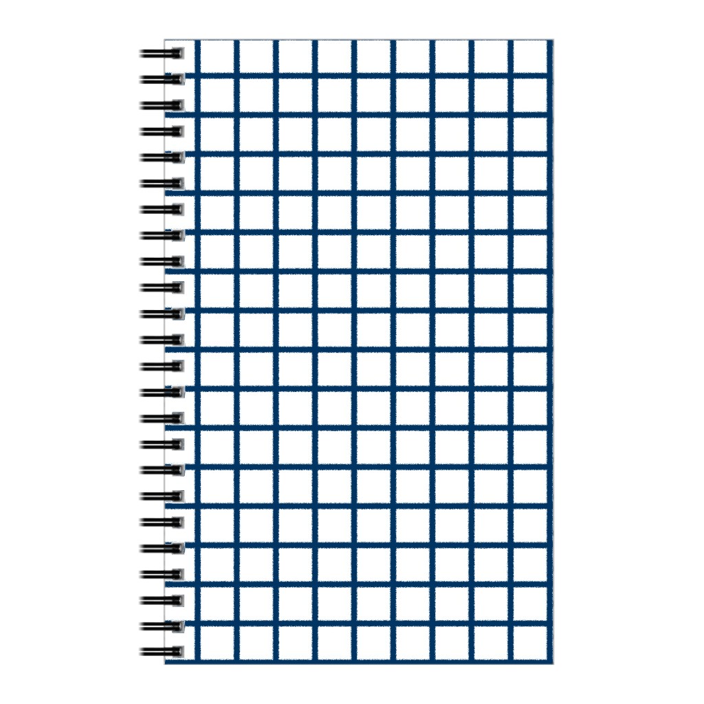 Grid - Navy and White Notebook, 5x8, Blue, True Blue