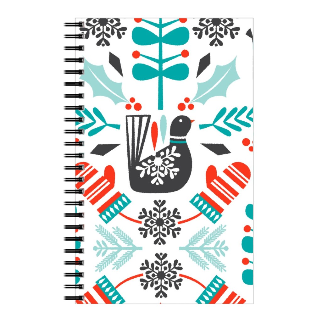 Hygge Folk Art Christmas Notebook, 5x8, Multicolor