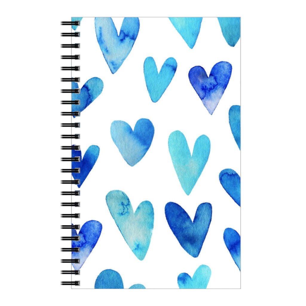 Blue Ombre Hearts - Blue Notebook, 5x8, Blue