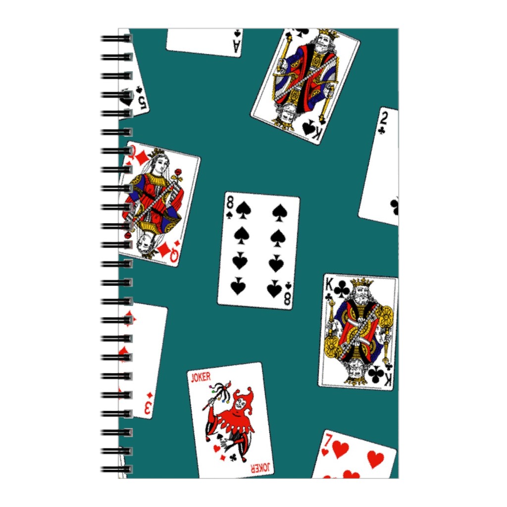 Scattered Playing Cards Notebook, 5x8, Green