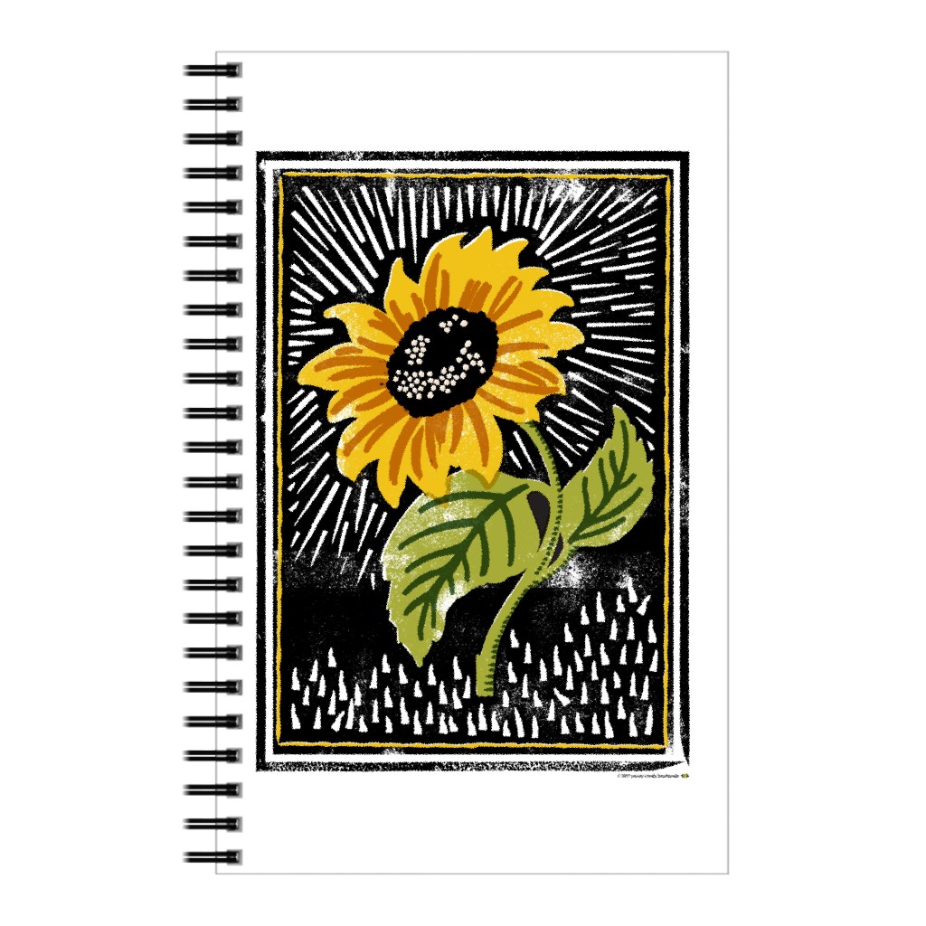 Sunflower Block Print - Multi Notebook, 5x8, Multicolor