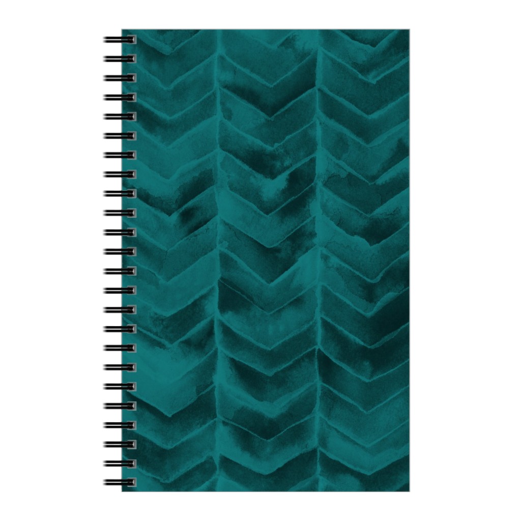 Watercolor Chevron Notebook, 5x8, Green, Seaweed