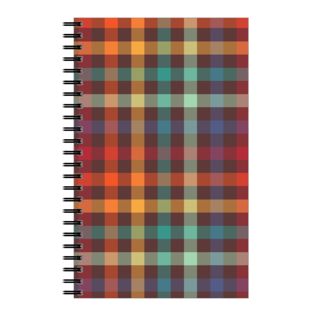 Retro Rainbow Plaid Notebook, 5x8, Multicolor