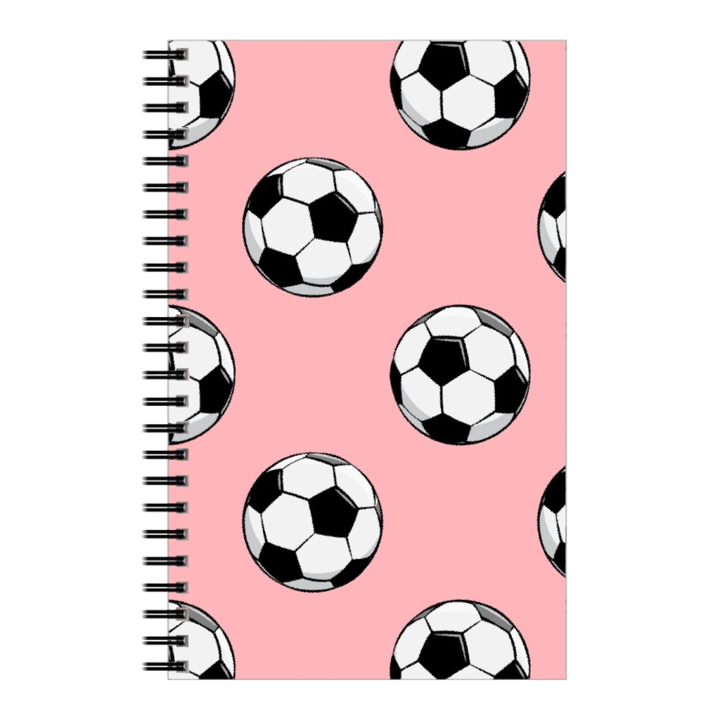Soccer Balls Notebook, 5x8, Pink, Delicate Rose