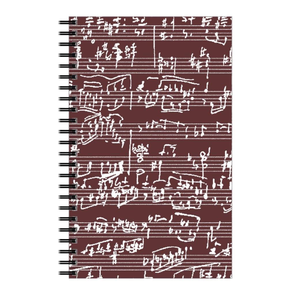Handwritten Sheet Music Notebook, 5x8, Red, Velvet