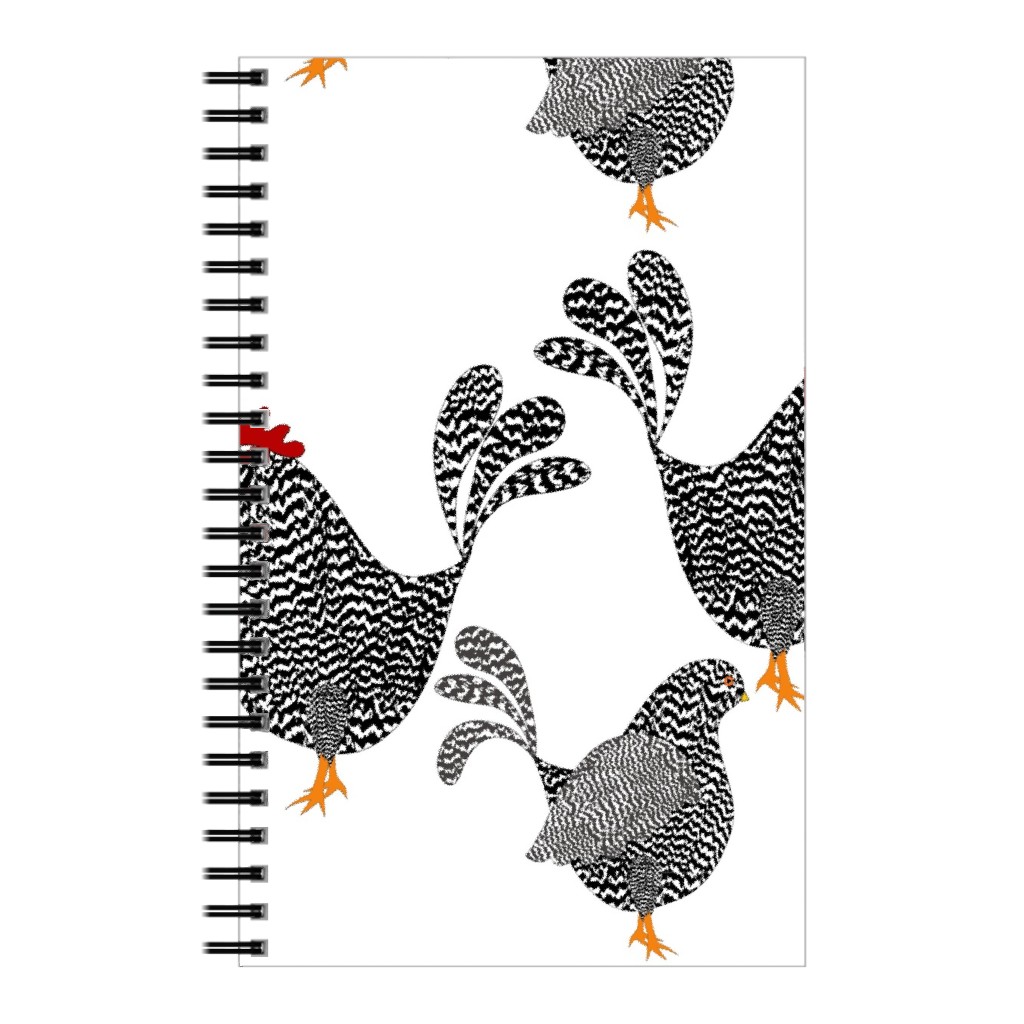 Chick Chick Chickens - Black and White Notebook, 5x8, White