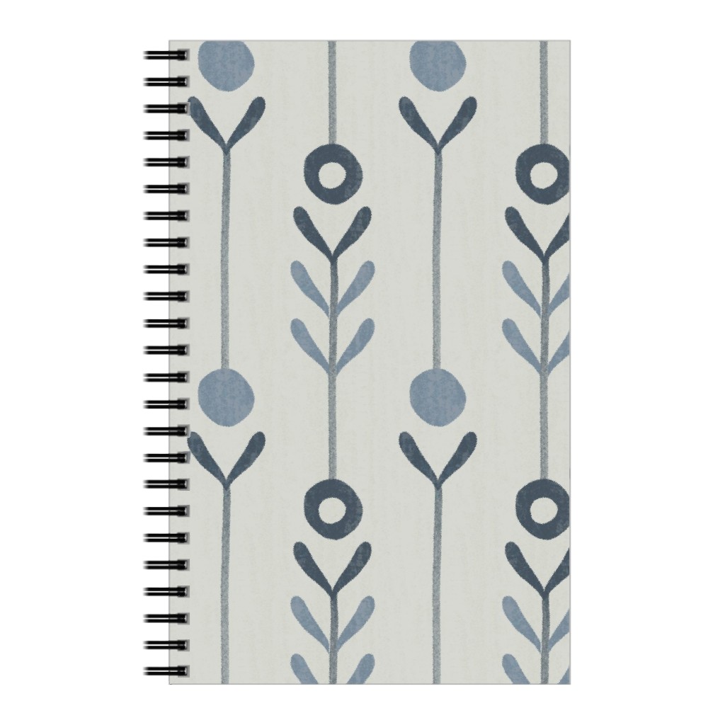 Farmhouse Flowers - Line Art Notebook, 5x8, Blue, True Blue