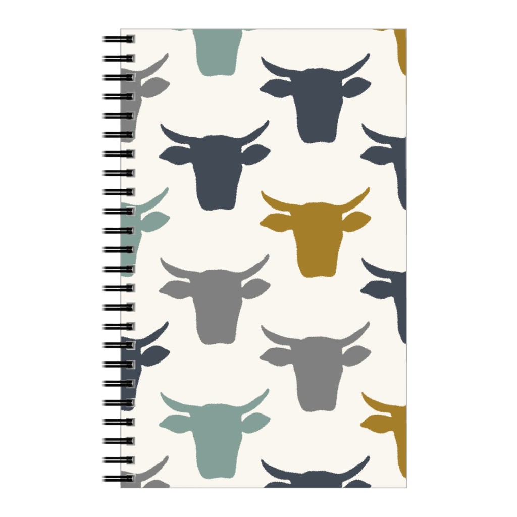Cows Notebook, 5x8, Multicolor, Mustard