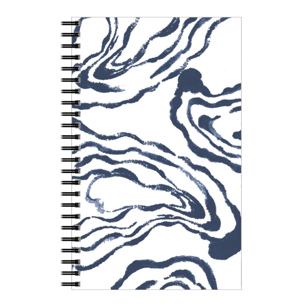 Oysters Paisley - Navy Notebook, 5x8, Blue