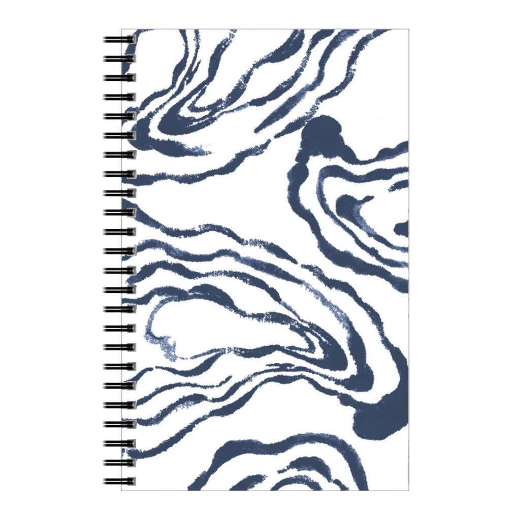 Oysters Paisley - Navy Notebook, 5x8, Blue, True Blue