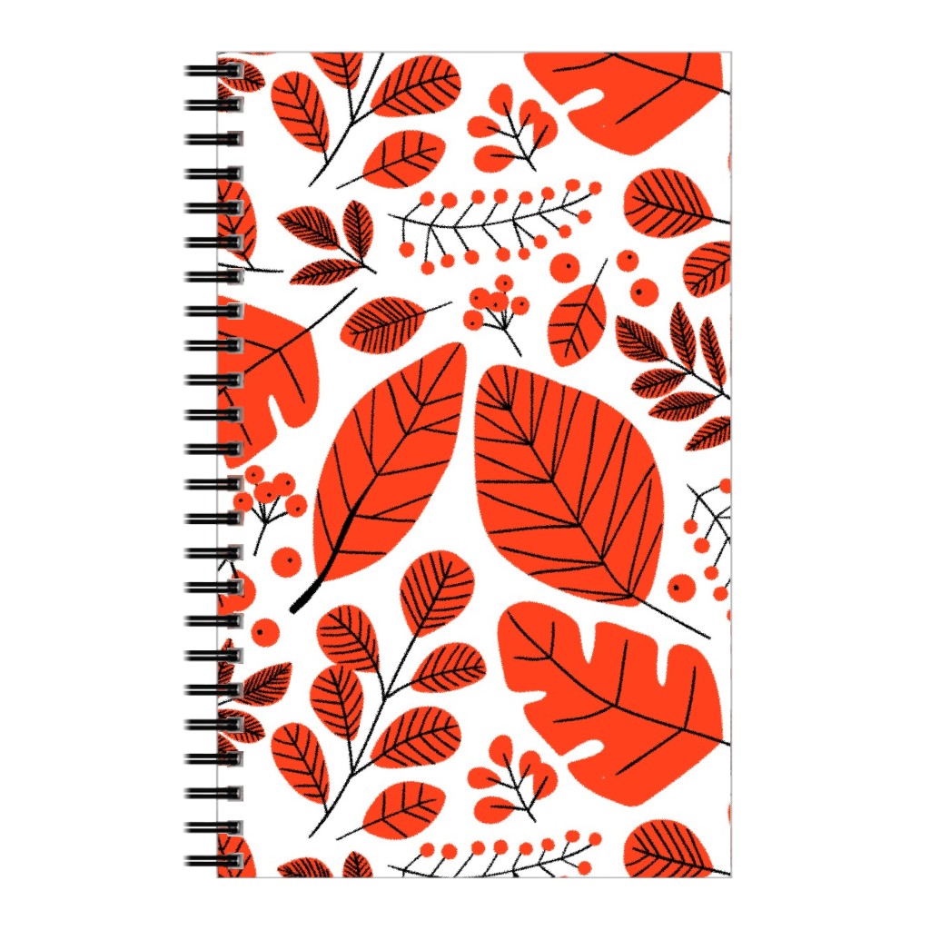 Red Leaves Notebook, 5x8, Red