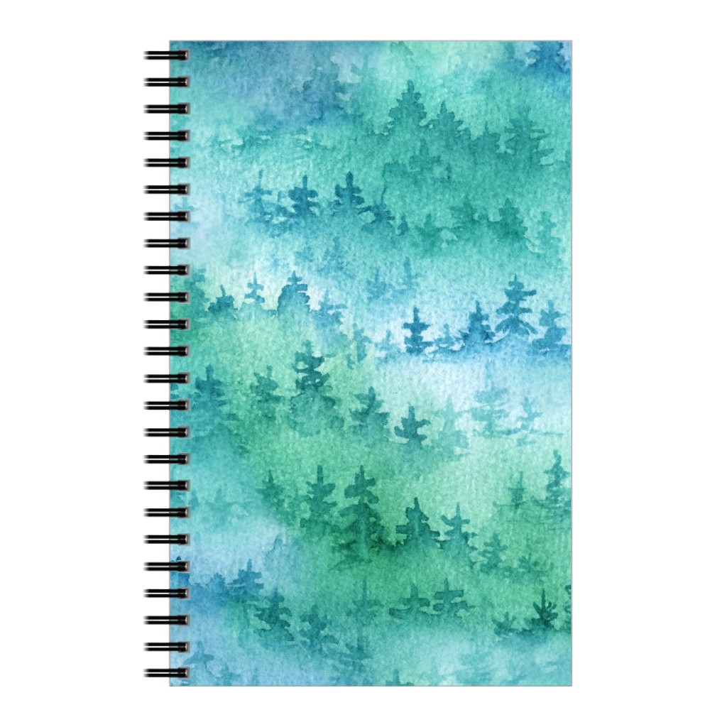 Watercolor Forest - Green and Blue Notebook, 5x8, Green