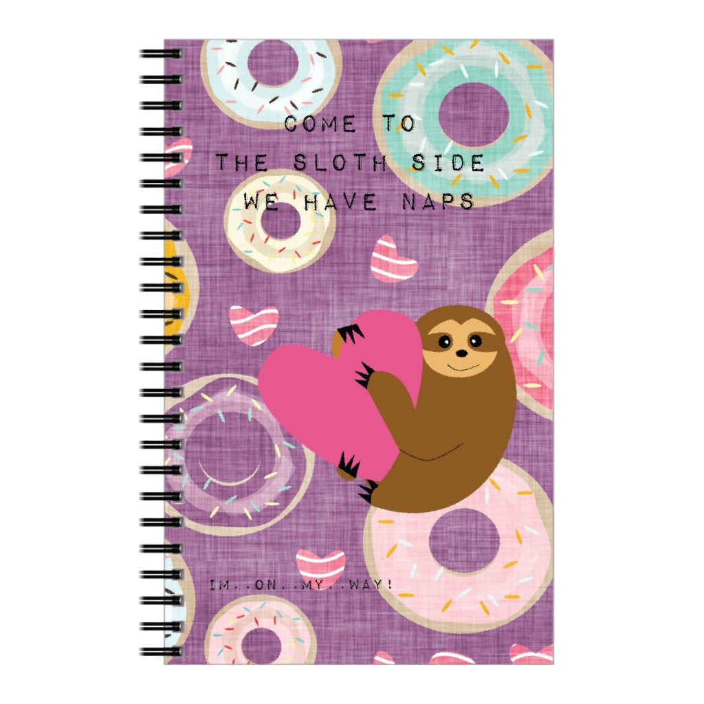 Come To the Sloth Side - Purple Notebook, 5x8, Purple