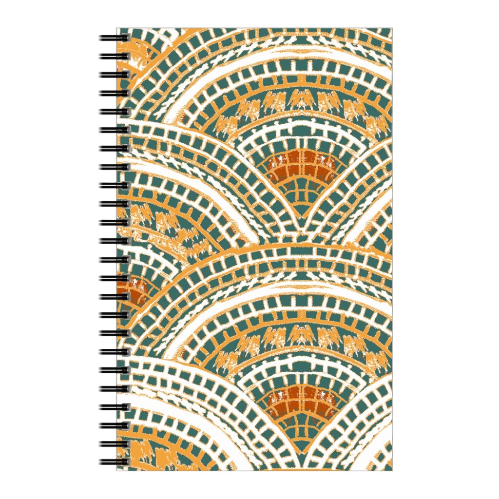 Earthy Fans - Orange Green and Gold Notebook, 5x8, Multicolor