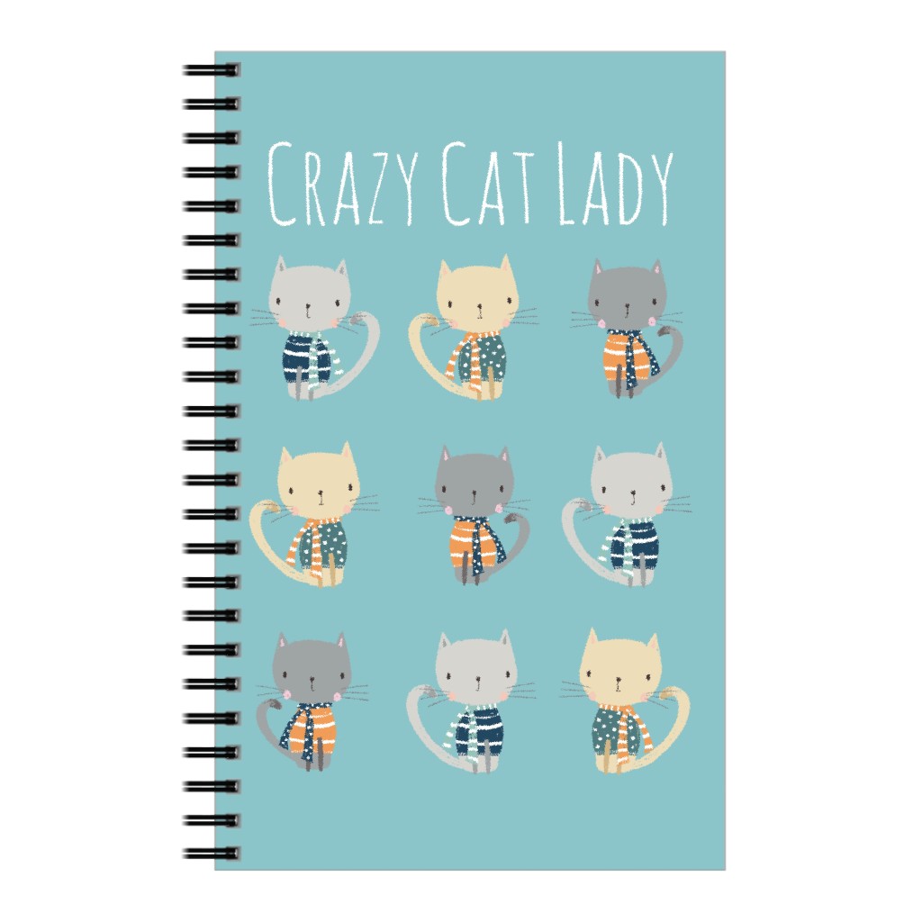 Crazy Cat Lady - Blue Notebook, 5x8, Blue