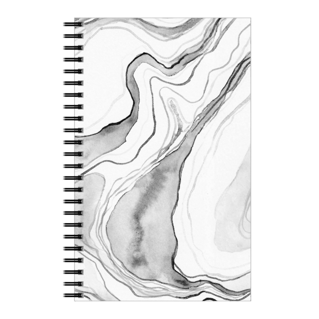 Watercolor Marble Notebook, 5x8, Gray
