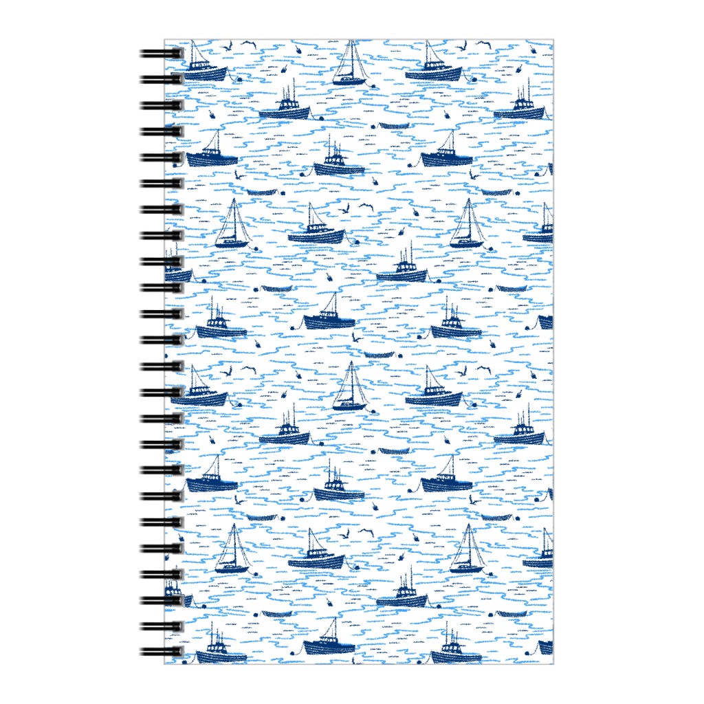 Harbor Boats Notebook, 5x8, Blue, Mist