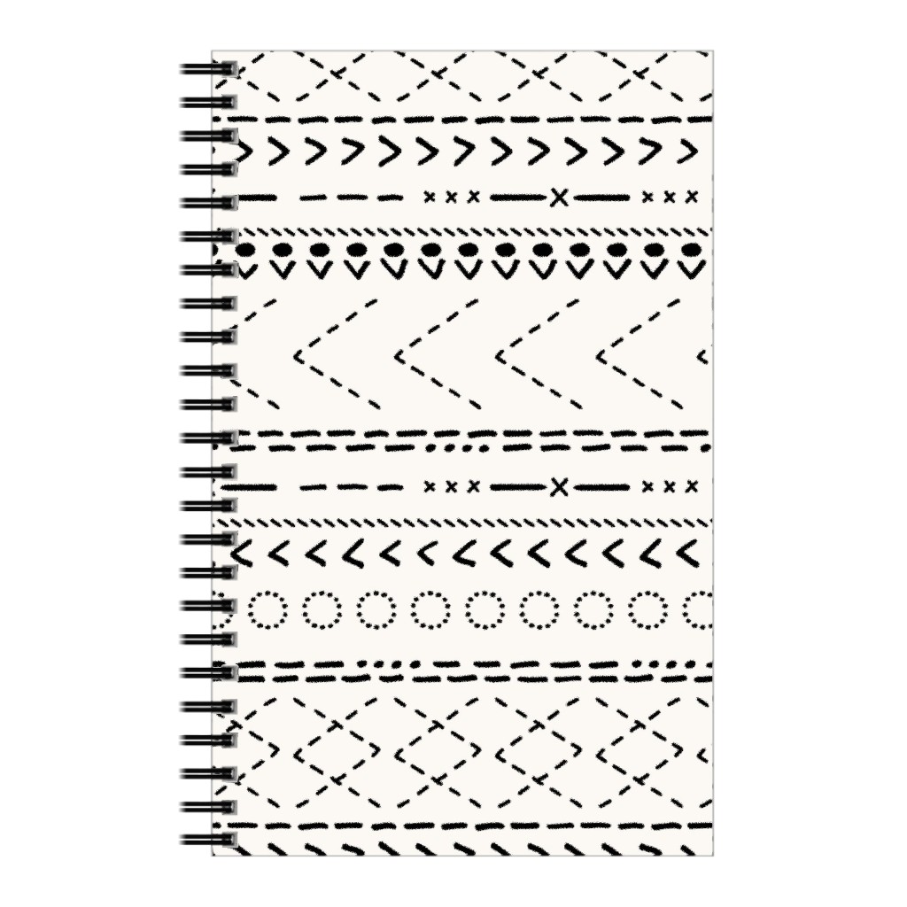 Minimal Mudcloth Bohemian - Light Notebook, 5x8, Beige, Pearl