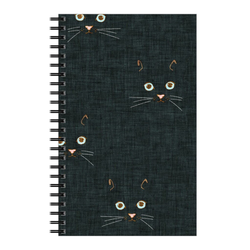 Cat Face - Black Notebook, 5x8, Black