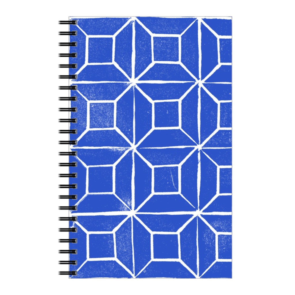 Geometric Lino - Cobalt Notebook, 5x8, Blue